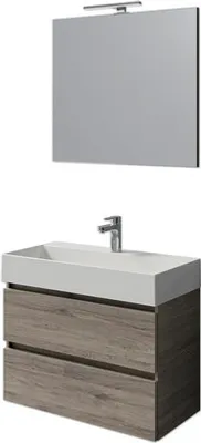 Produktbild von Pelipal Badmöbel-Set Torino BxHxT 200 x 40 x 40 cm Frontfarbe eiche sanremo Badmöbel-Set mit Waschtisch Keramik weiß und