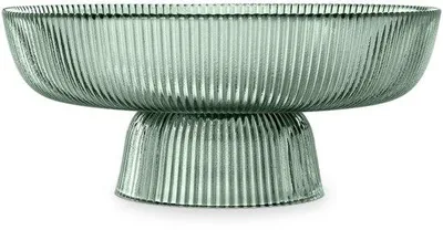 Produktbild von Famanu Glasschale mit Fuß - Elegante Servierschale für Obst und Snacks - 26 cm Durchmesser - Grün