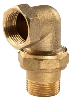 Produktbild von Messing Gewinde-Fitting Winkelverschraubung 90° flachdichtend 1'IG - 1'AG (DN 25) - schwere Ausführung