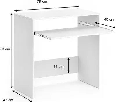 Image de Bureau Vicco Nils Blanc 79x43cm, Model 34606