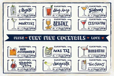 Produktbild von vianmo Holzschild 20x30 cm Fresh Cocktails Mojito Maragrita