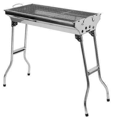 Image de Barbecue au charbon de bois - Pliable - Portable - En acier inoxydable - Autonome - 73 x 33 x 71 cm - Argent