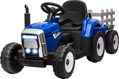 Produktbild von Fortuna Lai Kinder-Elektroauto mit Anhänger, Fernbedienung, Scheinwerfer, 3-6 km/h, für 3-6 Jahre, Blau