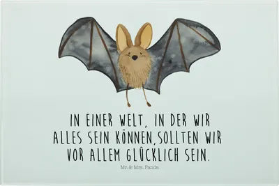 Produktbild von Mr. & Mrs. Panda Schneidebrett Aus Glas Fledermaus Flügel - Weiß - Geschenk, Hackbrett, Lustige Sprüche, schneidunterlage, Schneidbrett, Schneideplatte