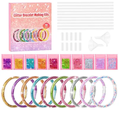 Immagine prodotto di Kit per creare braccialetti scintillanti, per bambine, confezione da 10 pezzi, colore rosa