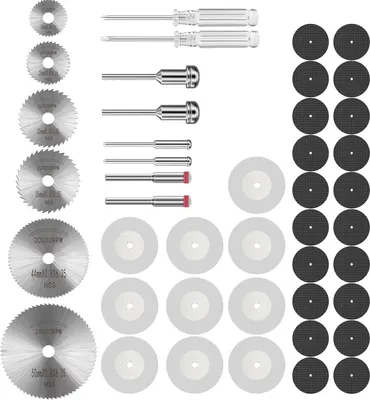 Produktbild von Kreissägeblätter-Set für Multifunktionswerkzeuge, inklusive Mini-Kreissäge, Metall-Trennscheibe und Zubehör, ideal für Holz, Metall und mehr, 44er-Set