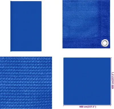 Image de vidaXL Tapis de tente 400 x 400 cm Bleu HDPE - Tapis de tente - Tapis de tente - Tapis de terrasse - Tapis de camping