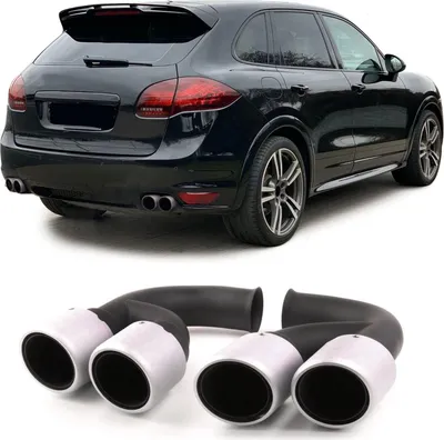 Produktbild von Doppelrohr Edelstahl Endrohre silber matt für Porsche Cayenne V6 92A 10-14