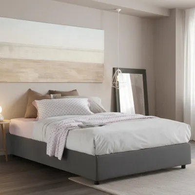 Image de Apel - Lit Double, Gris, Matelas Inclus  Italy