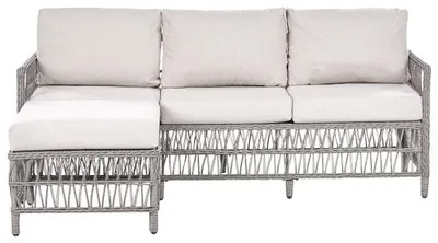 Zdjęcie produktu dla BELIANI Sofa z otomaną szara z technorattanu pleciona narożnik 3-osobowy z poduchami ogrodowy