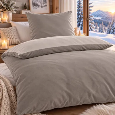 Produktbild von Winter Bettwäsche 135x200 cm 2-teilig – Flauschige Mikrofaser Cashmere Touch Wende-Bettwäsche, kuschelig weich, warm, Uni, mit Reißverschluss