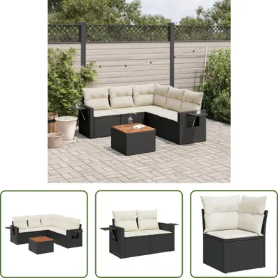 Produktbild von The Living Store 6-tlg. Garten-Sofagarnitur mit Kissen Schwarz Poly Rattan