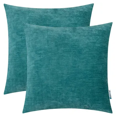Zierkissenbezüge 40x40 cm, 2er-Set, Chenille, weich, einfarbig