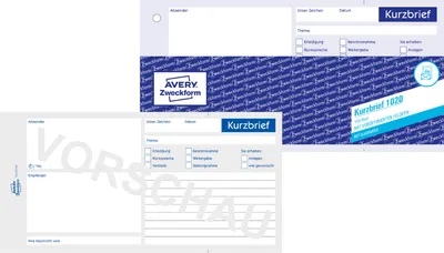 Produktbild von Avery Zweckform 1020, Kurzbrief, 1/3 A4, mit Blaupapier, 100 Blatt