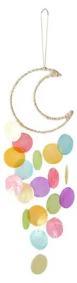 Immagine prodotto di Mobile a vento a forma di conchiglia, decorazione bohémien per esterni, perla, da appendere, 15x55 cm, colorato