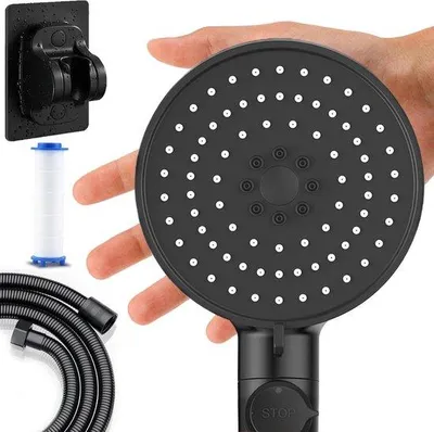Immagine prodotto di Doccetta grande da 120 mm a 5 getti, a risparmio idrico, nera