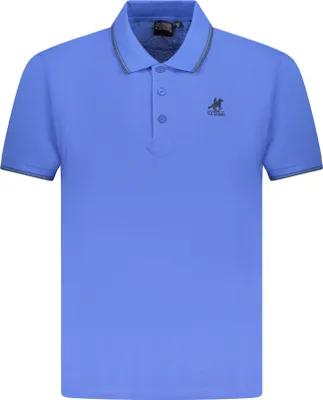 Immagine prodotto di Elegante polo da uomo in blu: maniche corte con ricamo e dettagli a contrasto