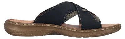 Produktbild von Rieker Herren Pantolette mit Leder und gekreuzten Riemen 21493, Größe:46 EU, Farbe:Blau