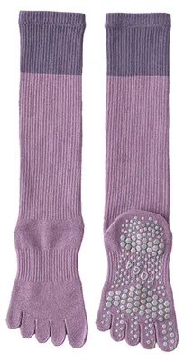 Produktbild von Fünf-Zehen-Yogasocken für Damen, atmungsaktive Baumwoll-Kniestrümpfe, rutschfeste Sportsocken mit Noppen für Fitness, Tanz und Pilates
