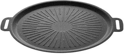 Image de Poêle à griller en fonte de 36 cm, striée, pour cuisinières à gaz et feux ouverts, avec poignées.