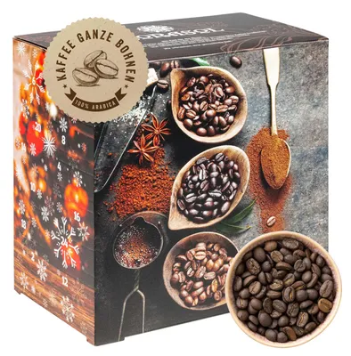 Produktbild von Corasol Premium Flavoured Coffee Kaffee-Adventskalender mit 24 aromatisierten Kaffee-Kreationen, ganze Bohnen für Genießer (240 g)