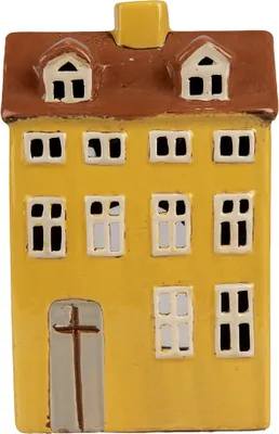 Immagine prodotto di Clayre & Eef Portacandele House 12x8x18 cm in Vetroceramica giallo marrone