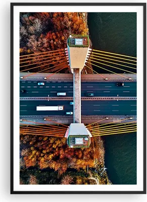 Produktbild von Gerahmtes Poster - Schwarzer Rahmen - Brücke Siekierkowski Warschau - 70x100 cm - Wand Bild - Wanddeko - Wandbilder - Kunstposter - Wandposter - Bilderrahmen - Bilder - Kunstdruck - P2BPA70x100-4663
