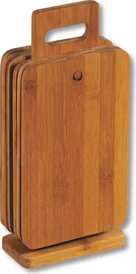 Produktbild von KESPER Brettchenständer mit 6 Frühstücksbrettchen –  Bambus – Brett je 22 x 14 cm – kompakt & dekorativ – Küchenset mit Halter – 5837513