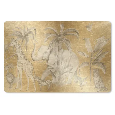 Produktbild von MuchoWow® Schreibtischunterlage Dschungel - Kinder - Gold - Tiere 60x40 cm - XXL Mauspad - Großes Mauspad