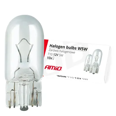 A single halogen bulb is shown in the foreground, with a package of the same bulbs in the background.