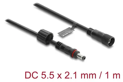 Produktbild von DELOCK DC Verlängerungskabel 5,5 x 2,1 mm St > Bu, 1m schw.