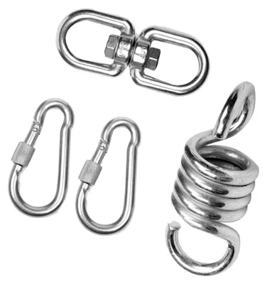 Produktbild von Hängesessel Zubehör Satz 4stücke Aus Edelstahl Rostfrei Mit Feder Karabiner Drehhaken Für Hängematten Schaukel Sandsack Aufhängung Indoor Outdoor