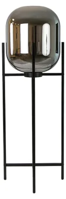 Image de Lampe sur pied en verre fumé gris avec effet miroir et en acier noir, modèle 8087