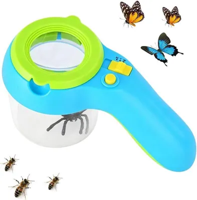 Produktbild von Lupe mit Licht 8-fach, LED Becherlupe mit 9 LEDs und 3 Lichtmodi für Kinder und Naturbeobachtung