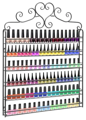 Produktbild von FullBerg 6-stöckiges Metallwandregal für Nagellack und Lippenstift, ideal als Geburtstagsgeschenk für Frauen (schwarz)