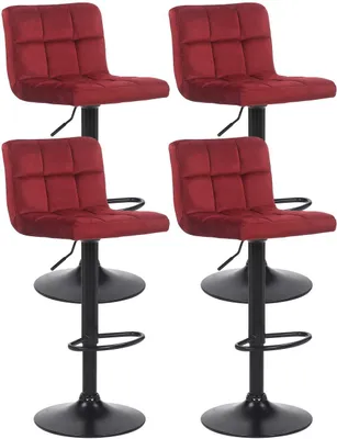 Produktbild von 4-teiliges Barhocker-Set Velvet - Barhocker - Optimaler Komfort | Farbe: Rot