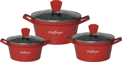 Image de Diamant batterie de cuisine 6 pièces casserole induction fonte d'aluminium set de casseroles marbre rouge