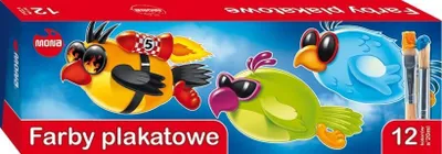 Zdjęcie produktu dla Mona Farby Plakatowe, 12 kolorów po 20 ml