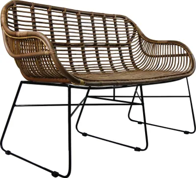 Produktbild von Lycce Rattansofa VENUS Korb-Sofa - braun - Retro 50er Lounge Loft Esszimmer Garten Küche Bistro Balkon Terrasse mit Armlehne, Farbe:braun