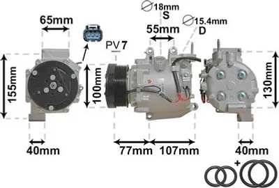 Produktbild von VAN WEZEL 2500K232 TRSE09 Klimaanlage Klimakompressor PAG 46 R134a für HONDA CR-V III (RE)