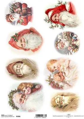 Produktbild von ITD Reispapier Decoupage Bastelpapier Softpapier, Weihnachten Kinder Nikolaus R1006