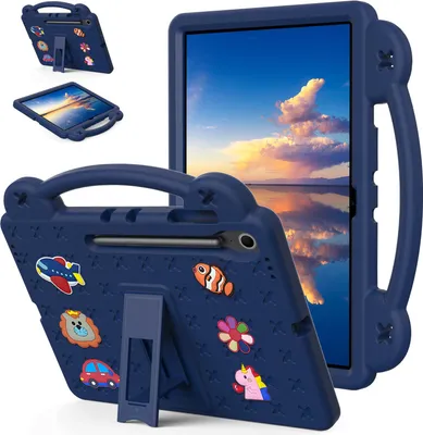 Obrázek produktu pro Ochranné pouzdro pro Samsung Galaxy Tab S10 FE+ 13,1" 2025 X620, roztomilé dětské pouzdro, odolné proti nárazům s držadlem a stojánkem Tmavě modrá