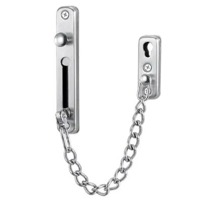Produktbild von Tür Sicherheitskette Kettenschloss Türkette aus Edelstahl Gießen Türsicherung Front Kette Kratzschutz mit Schrauben Hardware Hotel Familie Innentüren Türen Fenster Silber gebürstetes Chromv