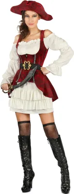 Produktbild von Verführerisches Piratenkostüm für Damen Seefahrerin rot-weiss Small