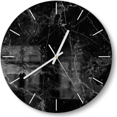 Produktbild von DEQORI Glasuhr Ø30 cm Modern 'Marmorplatte nah' Wanduhr Glas Uhr Design leise
