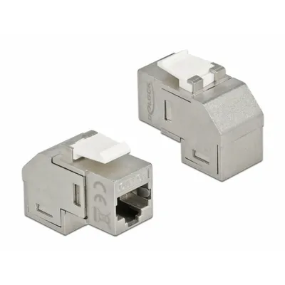 Produktbild von DeLOCK Keystone Modul RJ45 Buchse zu RJ45 Buchse Cat.6A 90° gewinkelt, Abgewinkelt, Silber, Weiß, RJ-45, RJ-45, Weiblich, Weiblich