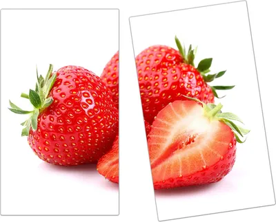 Produktbild von Spritzschutz Herdabdeckplatte Schneidebrett aus Glas Frische Erdbeeren 2-Teilig (60x52cm)