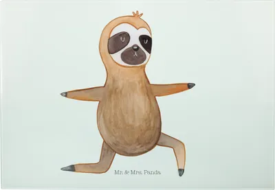 Produktbild von Mr. & Mrs. Panda Brotzeitplatte Faultier Yoga - Weiß - Geschenk, Hackbrett, schneidbrett, Servierplatte, Namaste, Gelassenheit, Schneidebrett, Frühstücksbrett, Krieger