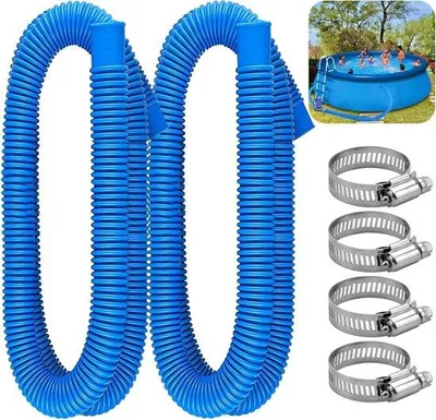 Produktbild von Famanu Ersatzschlauch für Schwimmbad mit 4 Metallverbindungsringen - Blau