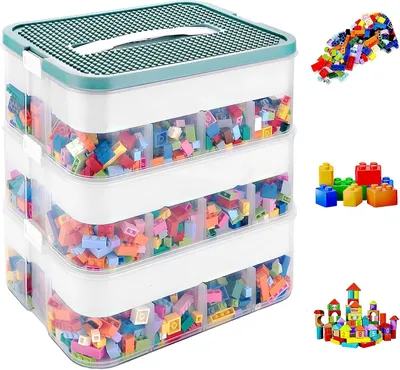 Produktbild von Aufbewahrungsbox mit Deckel 30,5 x 23 x 32,5 cm, 3 Ebenen, für Spielzeug